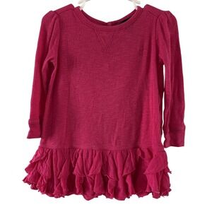 Baby Girls RALPH LAUREN Hot Pink LS Thermal Ruffle Dress Size 12 Month